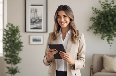 Professional concierge team coordinating short-term rental services in a modern office setting