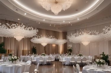 A luxurious bar features a beautiful chandelier.