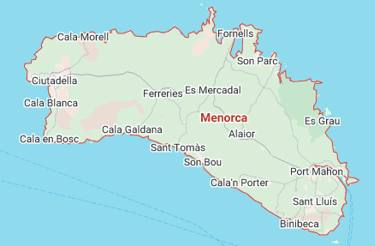 Carte de Minorque, îles baléares, Espagne