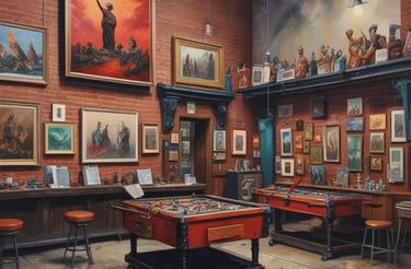 a room with art ready to sell