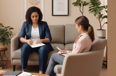 people sitting on chair in front of table while holding pens during daytime