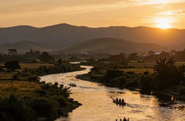 A friendly consultant assisting a client with visa paperwork in a cozy office.