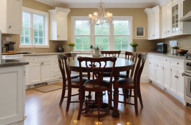 A friendly Richmond house cleaner smiling while holding cleaning supplies in a bright, cozy home.