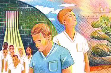 a drawing of a man and a woman in a white shirt