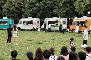 A cozy street corner with a small sign showing today's schedule and location.