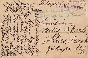 27 juillet 1917. Carte envoyée par un soldat d’une unité de mitrailleuse du 60ᵉ Régiment de réserve