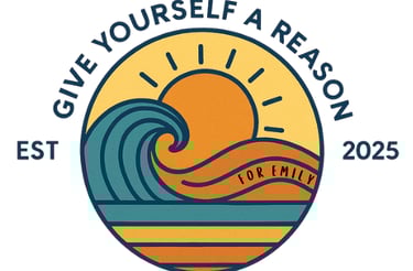 Give Yourself a Reason 2025 logo featuring a sunset, ocean wave, and the phrase 'For Emily' within