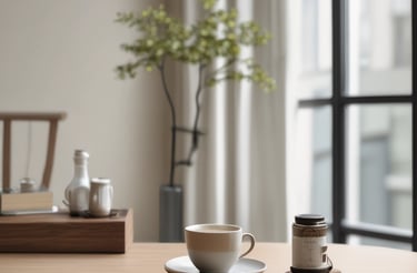 a bag of coffee sitting on top of a counter