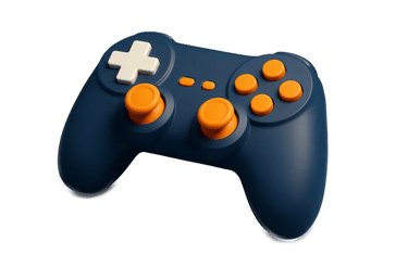 a blue and orange controller for a video game