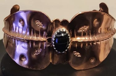 Copper with Agate Stone and Silver Accents Cuff Bracelet