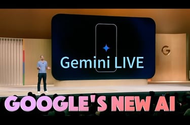 a man standing on a stage with a giant screen