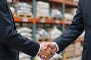 A friendly customer service representative wearing a headset, smiling and ready to assist.