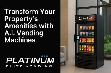 Platinum Elite Vending smart AI vending machine providing snacks and drinks for luxury property amen