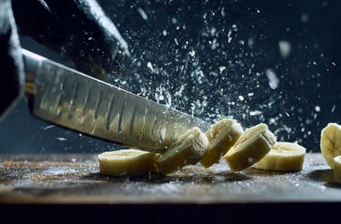 a knife and knife on a cutting board