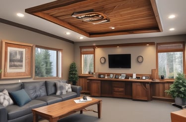 A welcoming office reception area with a Synergy Solutions Northwest, LLC sign on the wall.