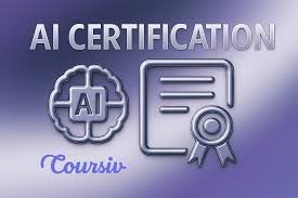 AI certification logo featuring a brain icon and a diploma for artificial intelligence online courses.