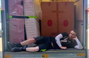 Me, stephen butler, in my uniform and the contents of Luton van