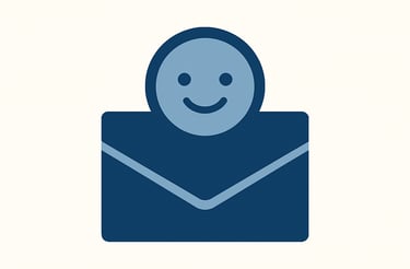 Contact us illustration – envelope icon and Peekabooks logo face