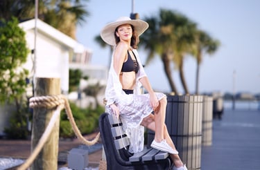 Beach front Clothing Photoshoot with Fashion Model in Kemah
