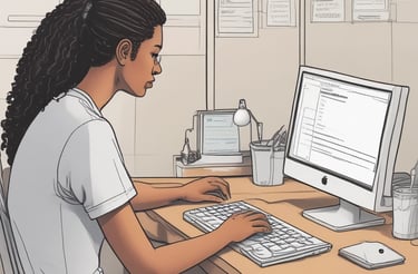 A friendly professional sending their LinkedIn profile via laptop in a cozy workspace