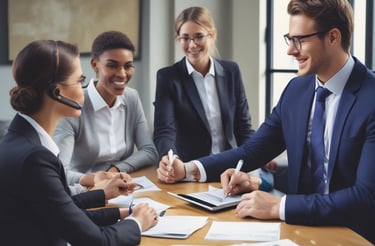 Modern office reception area with sleek black and graphite accents reflecting the Áxis Esquadrias brand colors.