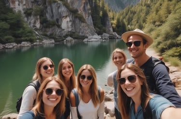 A friendly travel agent assisting a customer with holiday and religious package options.