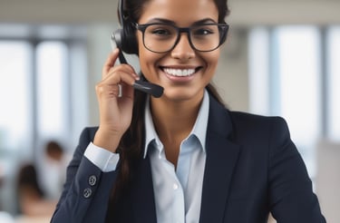 A friendly digital marketer working on a laptop with financial charts on screen.
