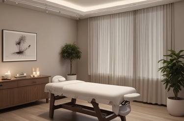 A soothing massage therapist preparing a calming treatment in a cozy home setting