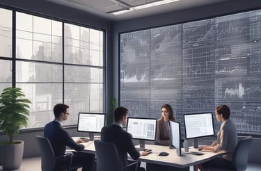 A friendly team of freelancers collaborating over laptops in a cozy workspace.