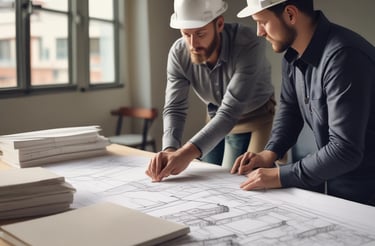 Photo of a friendly professional discussing home renovation plans with a client