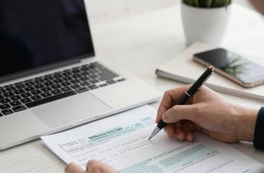 A friendly consultant at a desk, ready to assist with tax questions.