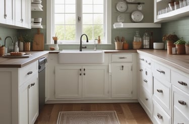 A friendly painter in a bright Des Moines home, holding a paintbrush and smiling warmly.