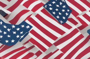 A warm office scene with a friendly consultant speaking on the phone, surrounded by American flag colors.