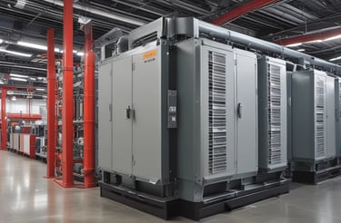 A spacious industrial room with large, cylindrical green tanks connected by yellow pipes. The tanks are elevated on sturdy legs and are situated on a dusty floor. Natural light enters through multiple windows at the far end, illuminating the interior. Several metal pipes and wires lie scattered haphazardly on the ground.