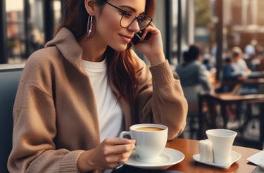 A serene office desk with a laptop and a coffee cup.
