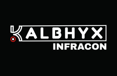 a black and white logo with the words Kalbhyx Infracon