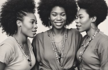 Three individuals are engaged in conversation in a bar or cafe setting. One person is gesturing with their hand while the others smile, suggesting a positive interaction. Behind them, a banner displays the words 'Connect, Grow, Thrive.'.