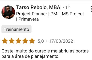 foto de uma pessoa e seu depoimento sobre o curso.