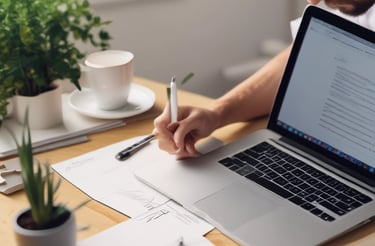 A friendly customer service representative assisting a client over the phone with a backdrop of sleek rental cars.