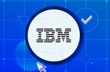 a computer screen with a ibm logo on it