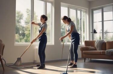 A clean workspace with tools and cleaning supplies neatly arranged.