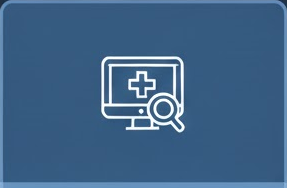 Ikon som illustrerar sökbarhet i HSA-katalogen och digital remisshantering via journalsystem som Cambio och Cosmic.