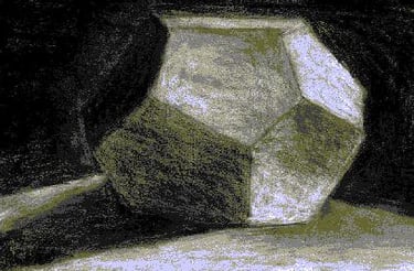 Decahedron, chalk & charcoal