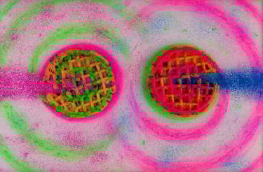 Waffles with neon paint swirls and glitter