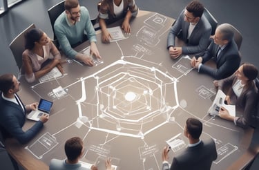 A printed document titled 'Agile Manifesto' is placed on a wooden desk. Surrounding the document are several yellow sticky notes inscribed with words like 'Dogfood,' '+ ENERGIE,' 'NEUER,' 'Focus,' 'TEAMBUILDING,' and 'ALS KLEEN TEAMWORK IS.' A black Sharpie pen and part of a black computer keyboard are also visible.