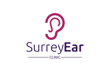 Surrey Ear Clinic main logo with pink ear and blue text