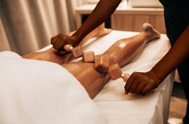 African American Women Doing Wood Therapy on Hamstrings
