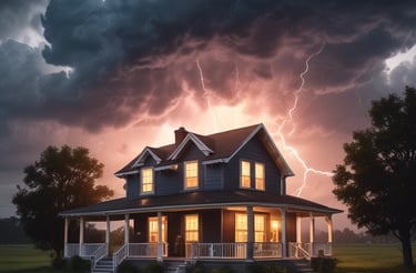 A rooftop with beige siding and a dark gray edge against a bright blue sky with scattered clouds.