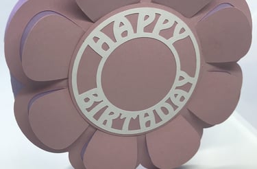 A flower shaped birthday card 