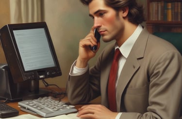 A friendly customer service representative at a desk.